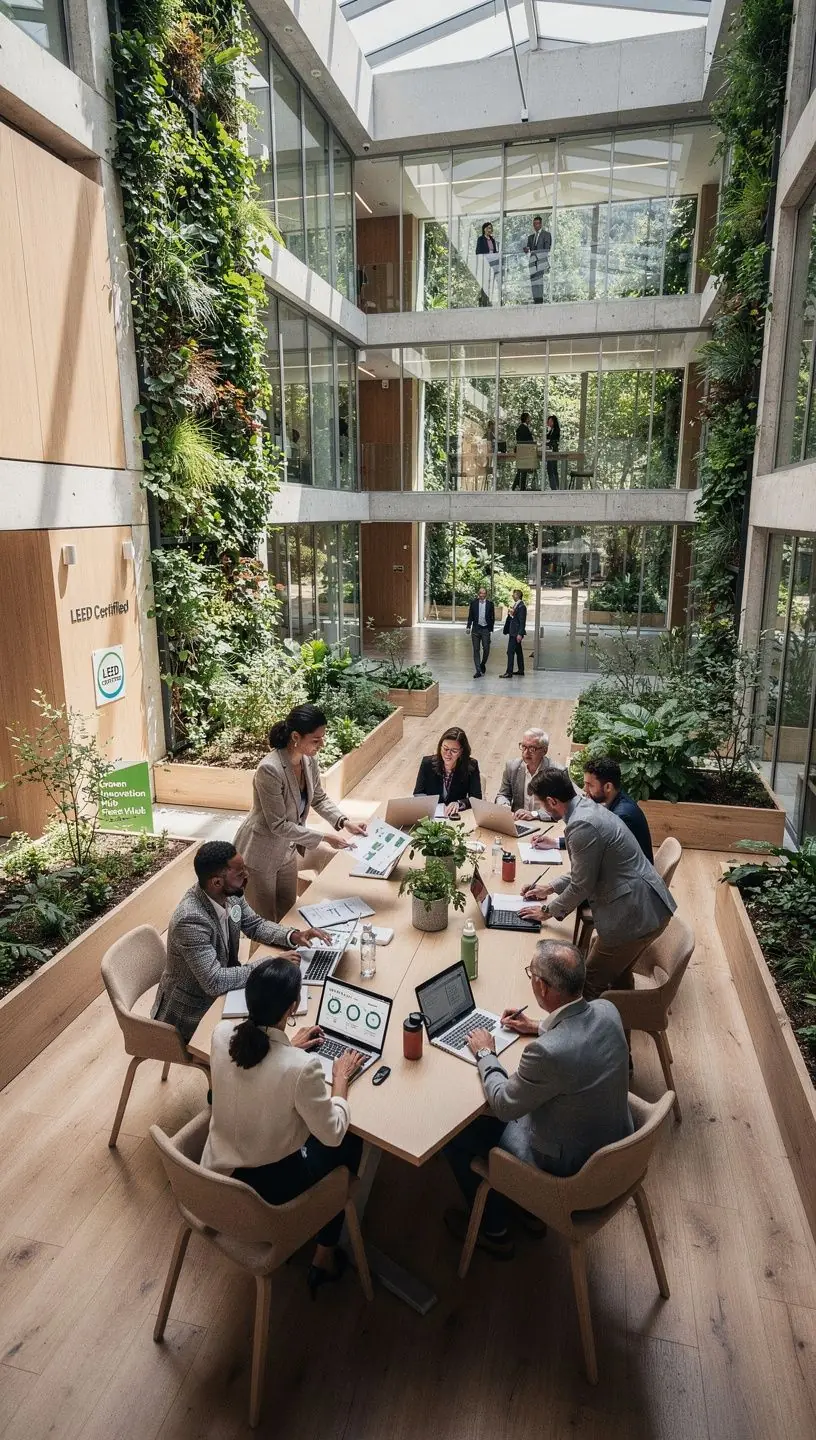 Innenansicht eines hellen Wohnzimmers mit ökologischen Materialien.