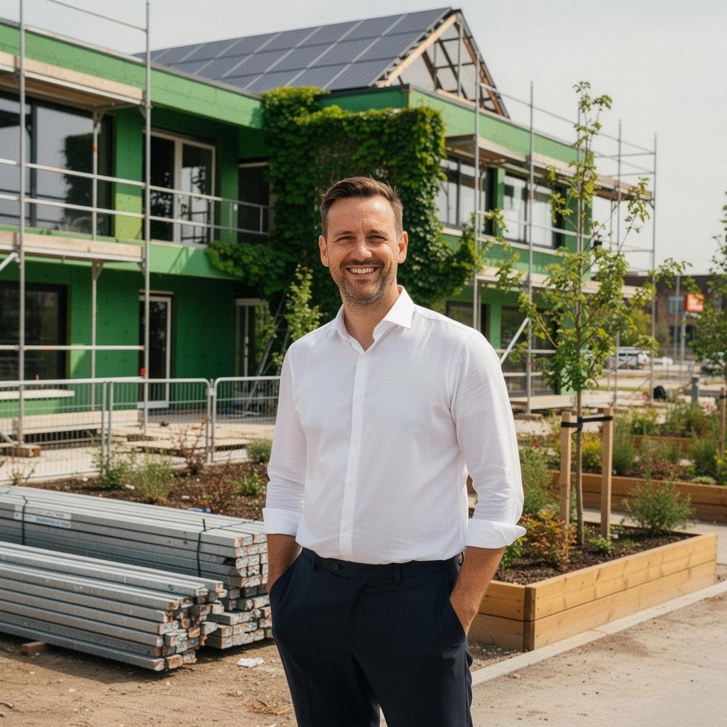 Familie, die in ihrem ökologischen Garten entspannt und Gemüse erntet.